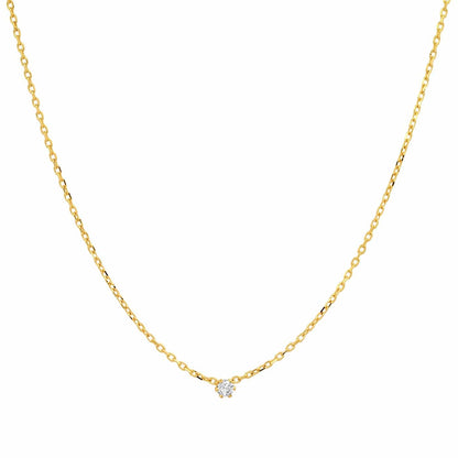 Gold Vermeil Chain with Single CZ Accent