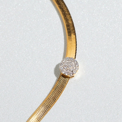 Herringbone Chain with Pave' Dot Necklace