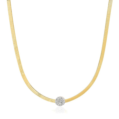 Herringbone Chain with Pave' Dot Necklace