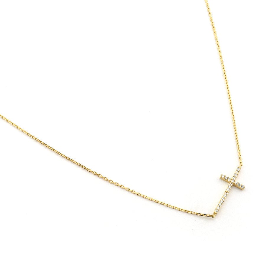 Minimalist CZ Cross Pendant Necklace