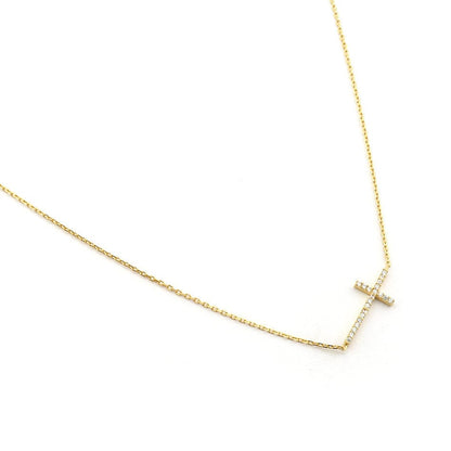 Minimalist CZ Cross Pendant Necklace