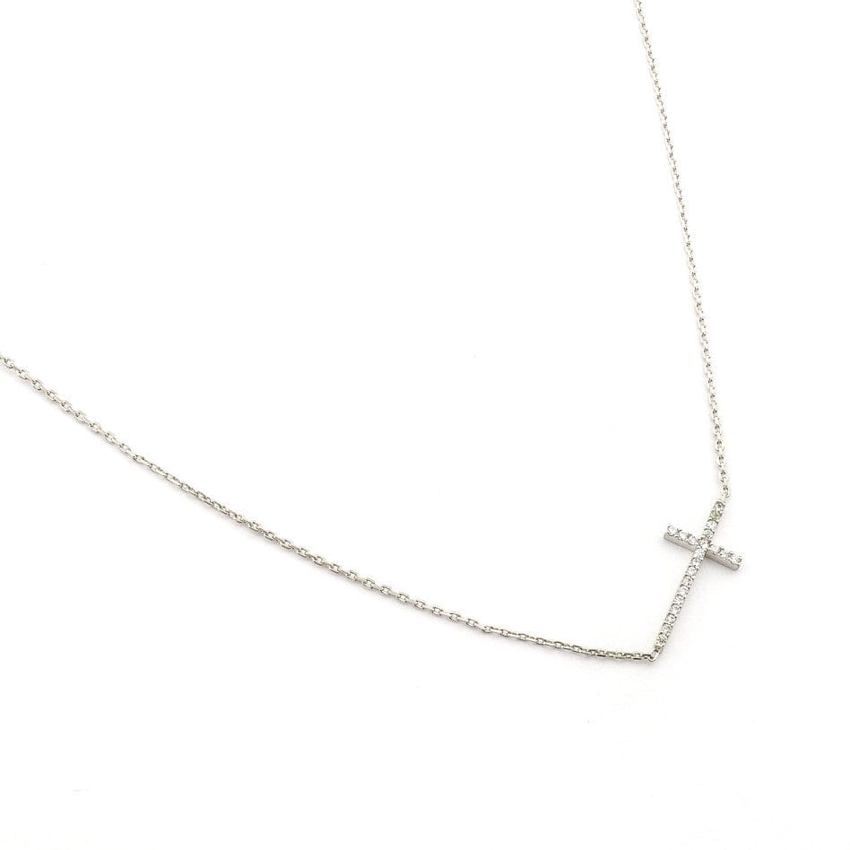 Minimalist CZ Cross Pendant Necklace