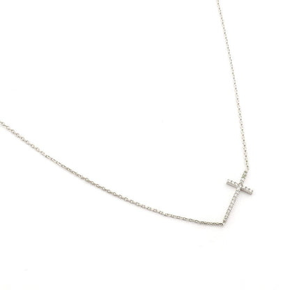 Minimalist CZ Cross Pendant Necklace