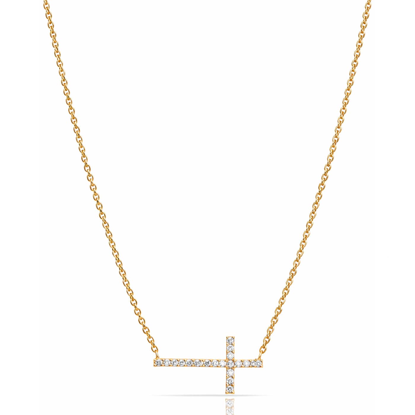 Minimalist CZ Cross Pendant Necklace