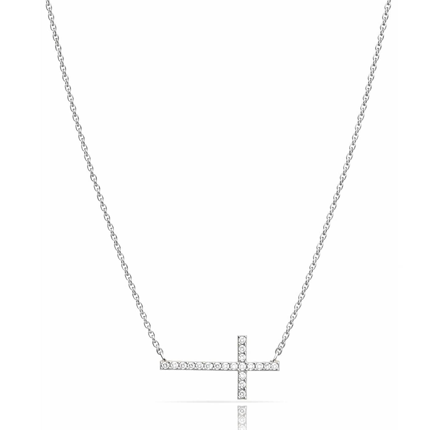 Minimalist CZ Cross Pendant Necklace