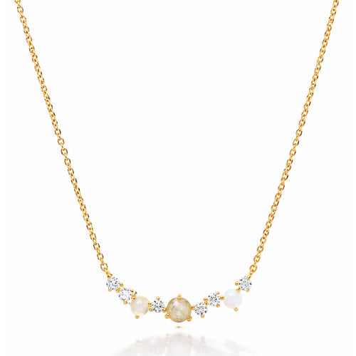 Multi-Stone Cluster Bar Necklace