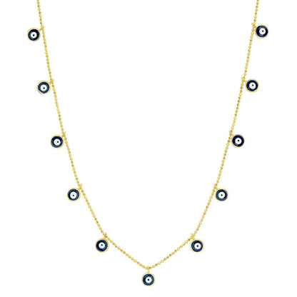 Enamel Evil Eye Drop Necklace