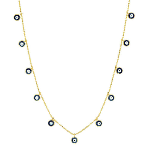 Enamel Evil Eye Drop Necklace