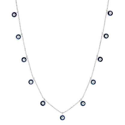 Enamel Evil Eye Drop Necklace