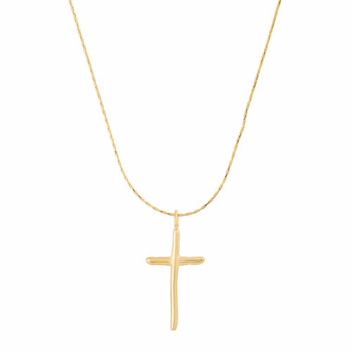 Organic Gold Cross Necklace