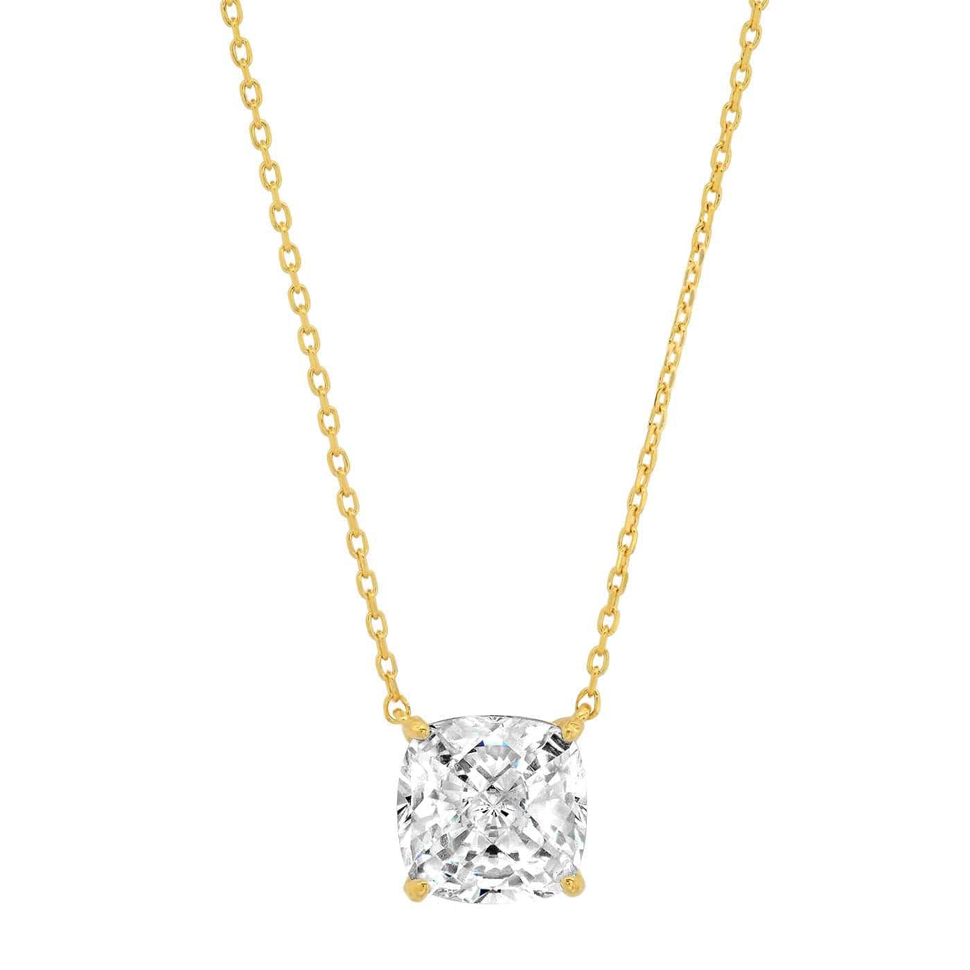 Simple Chain Necklace With Cushion Cut CZ