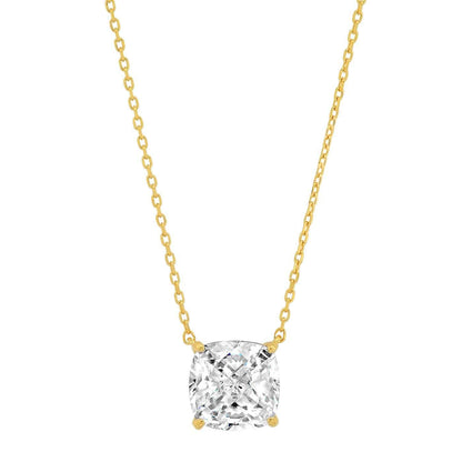 Simple Chain Necklace With Cushion Cut CZ