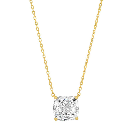 Simple Chain Necklace With Cushion Cut CZ