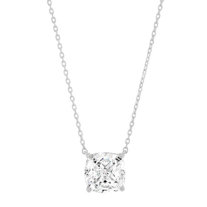 Simple Chain Necklace With Cushion Cut CZ