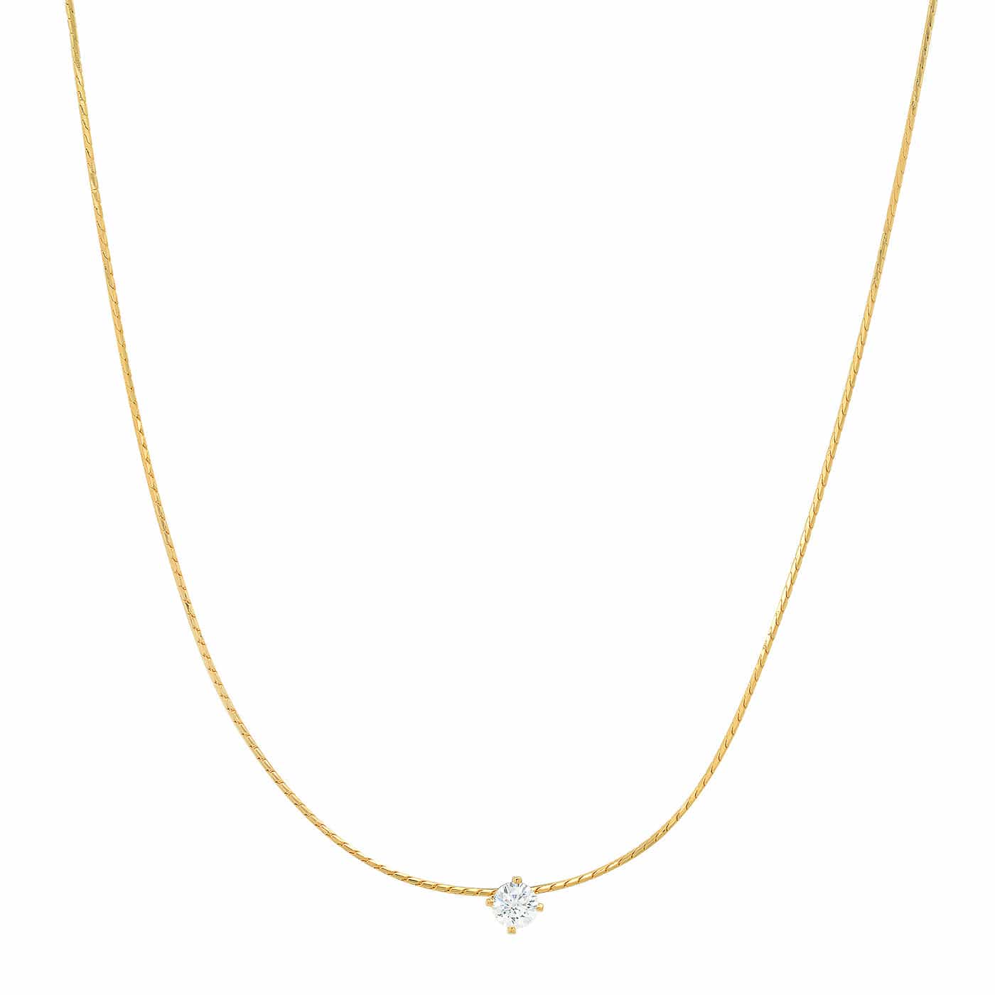 Snake Chain With Simple Cz Center Stone