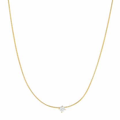 Snake Chain With Simple Cz Center Stone