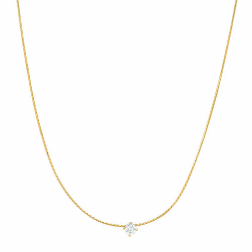 Snake Chain With Simple Cz Center Stone
