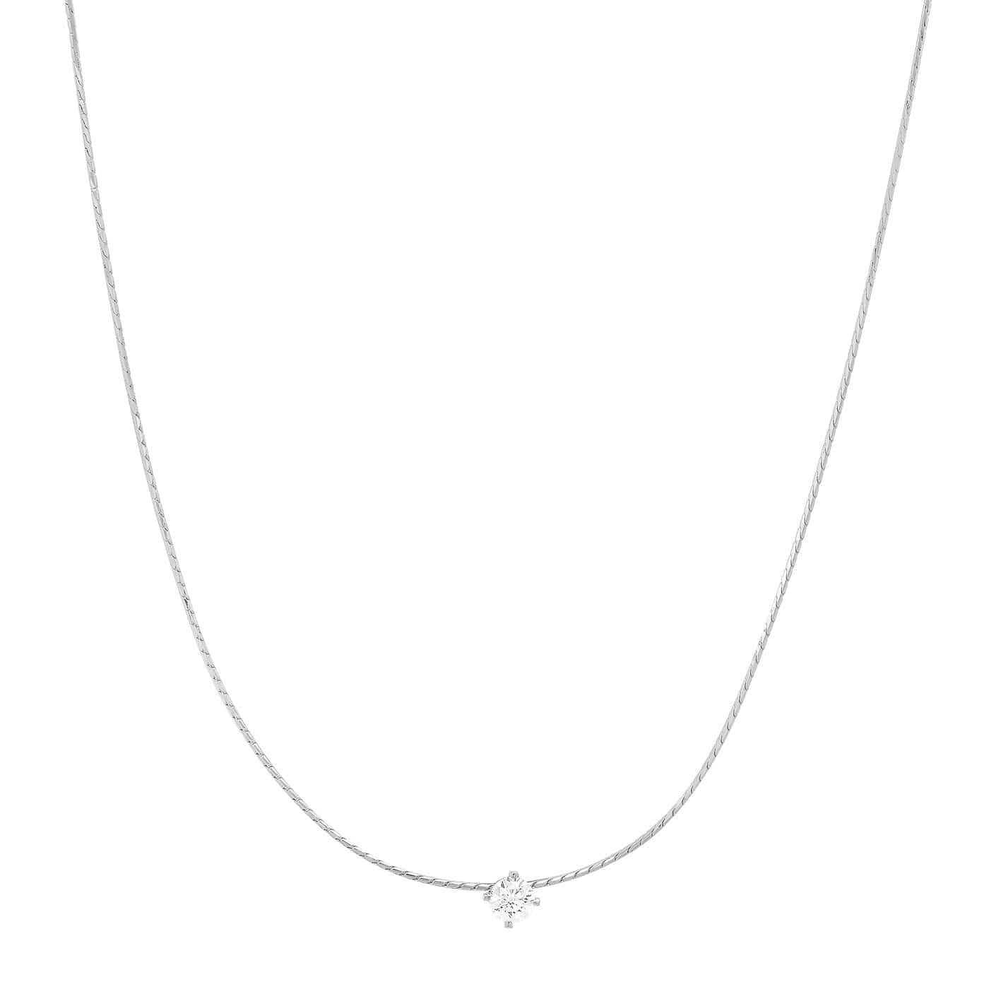 Snake Chain With Simple Cz Center Stone