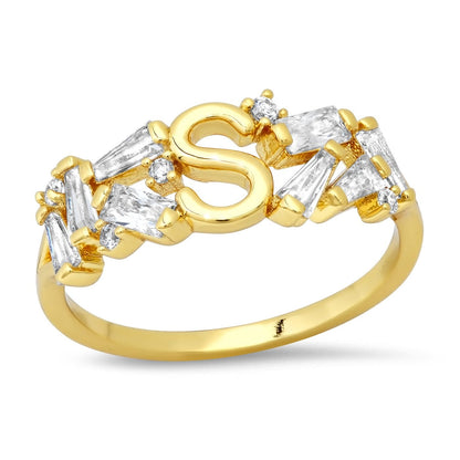 Baguette Initial Ring