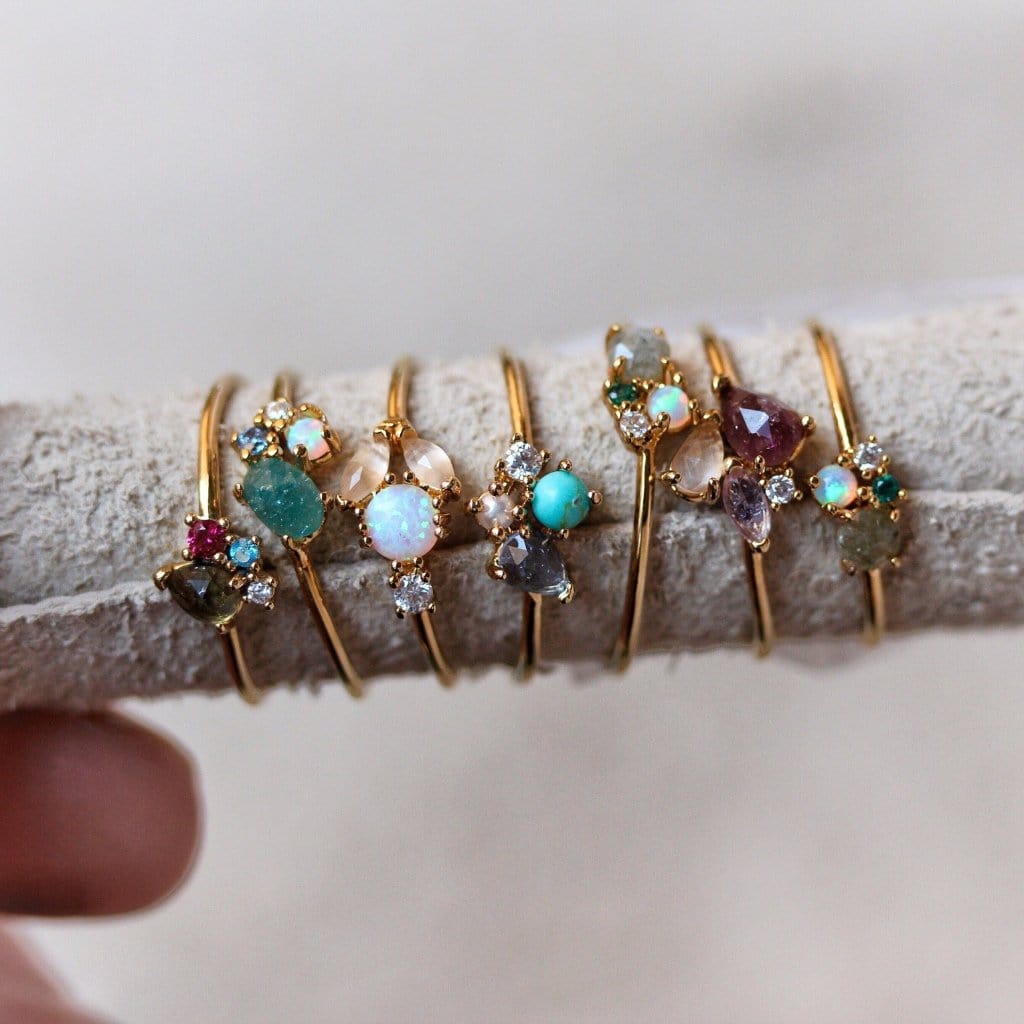 Turquoise & Glass Cluster Ring