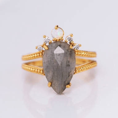 Labradorite Crown Band Ring