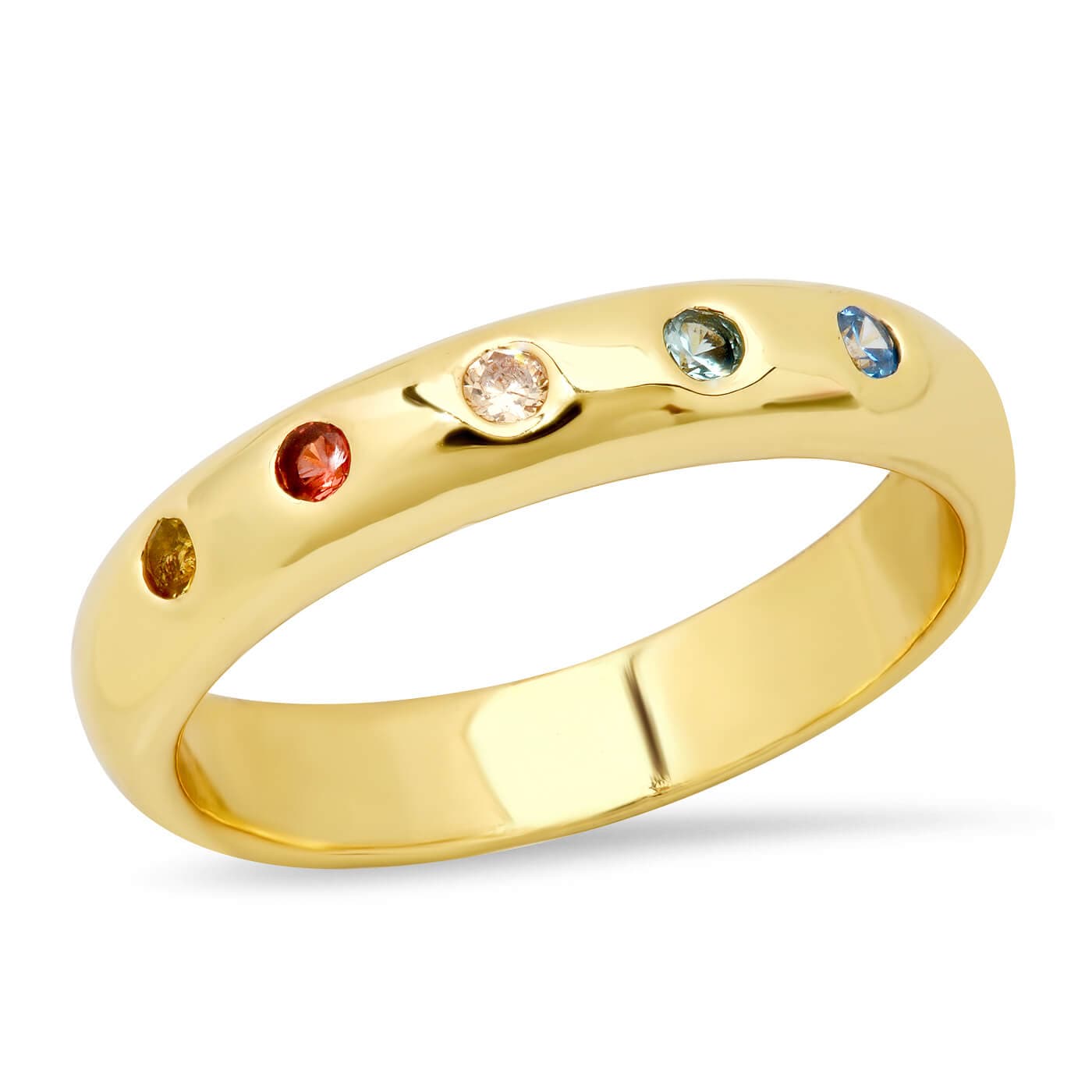 Rainbow Gemstone Dome Ring