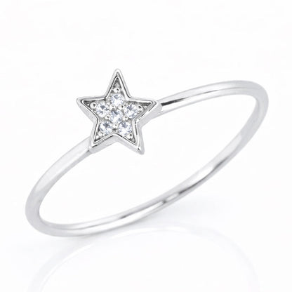 Silver CZ Star Ring