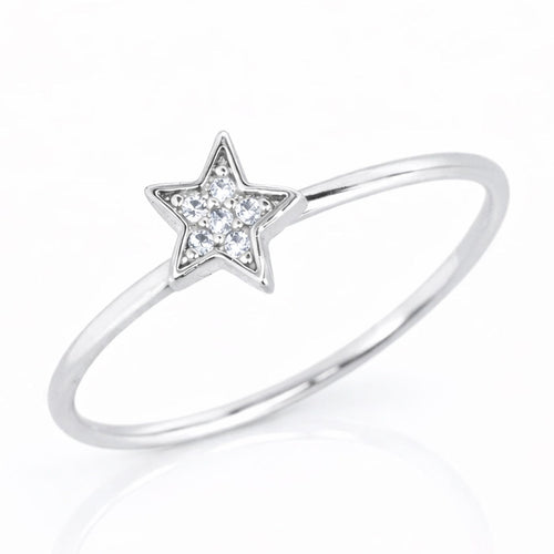 Silver CZ Star Ring