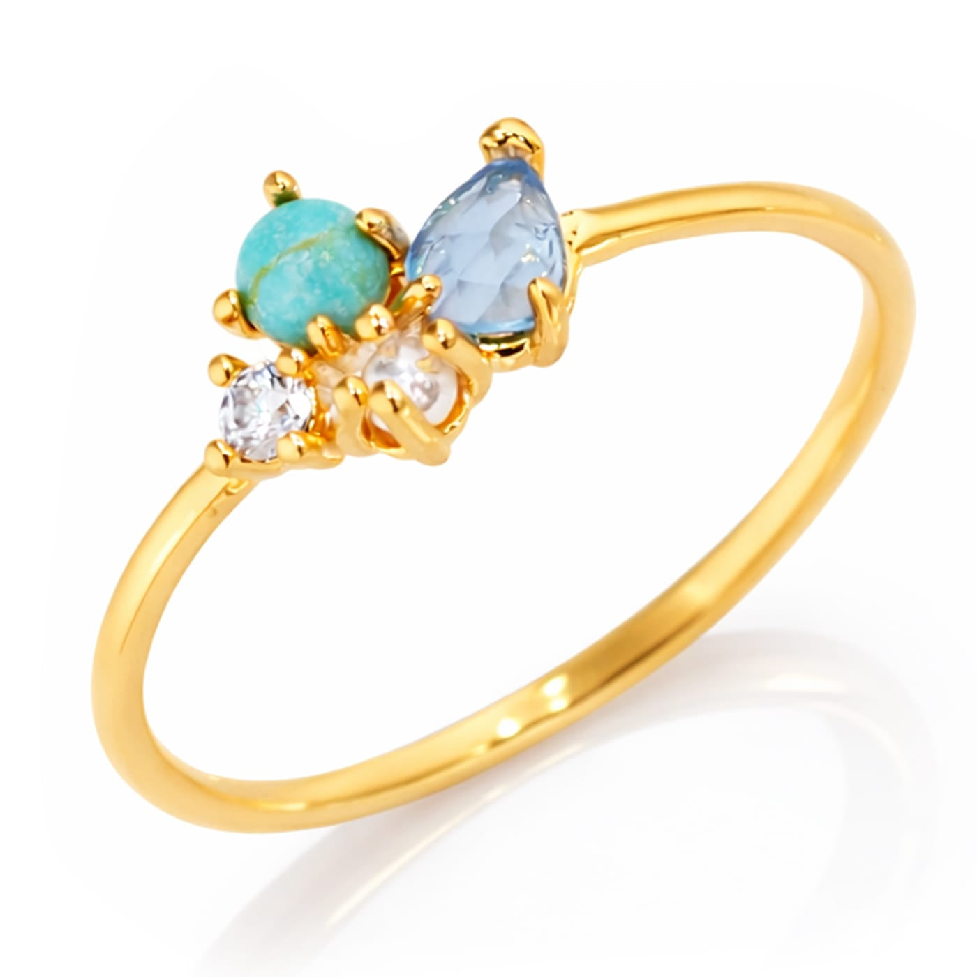 Turquoise & Glass Cluster Ring