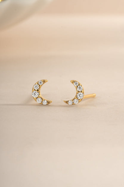 Tiny Moon Stud Earrings