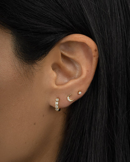 Tiny CZ Moon Studs