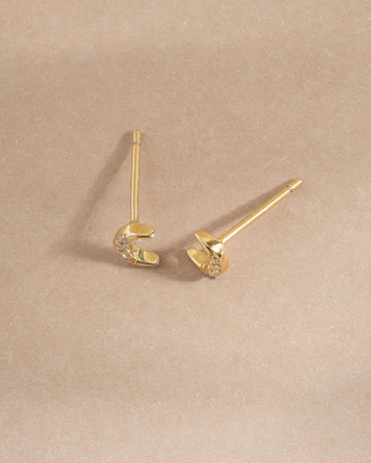 Tiny CZ Moon Studs