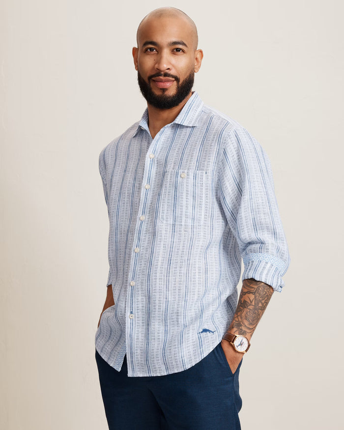 TOMMY BAHAMA BLUE ROYAL STRIPE SHIRT