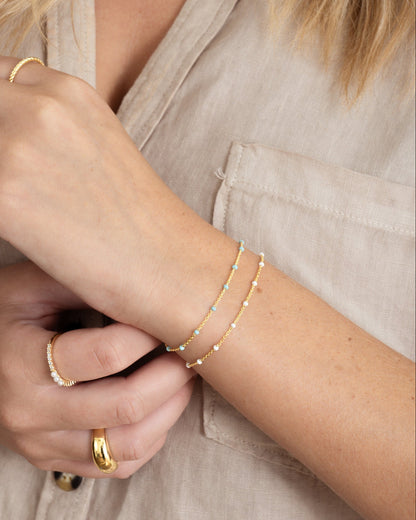 White Enamel Beaded Bracelet