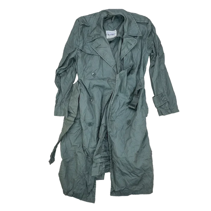 US Army 1970s Green Raincoat - 36R, Small - US Army Surplus - Rain Jackets