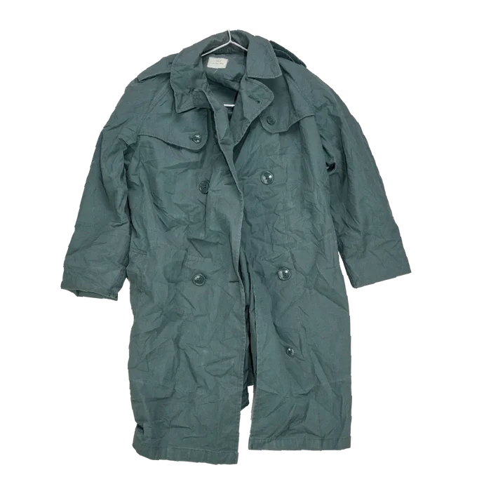 US Army 1970s Women's Olive Raincoat - 14R, Medium - US Army Surplus - Rain Jackets