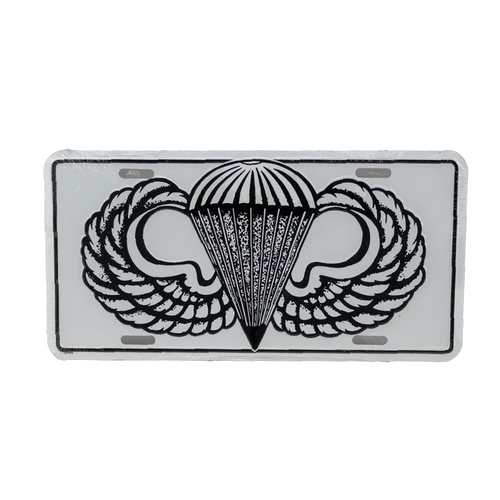 US Army Jump Wings White License Plate - Army & Outdoors - Collectables & Rarities