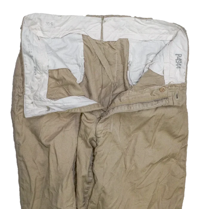 US Army Khaki Chino Trousers - 30S, Small - US Army Surplus - Dress Trousers