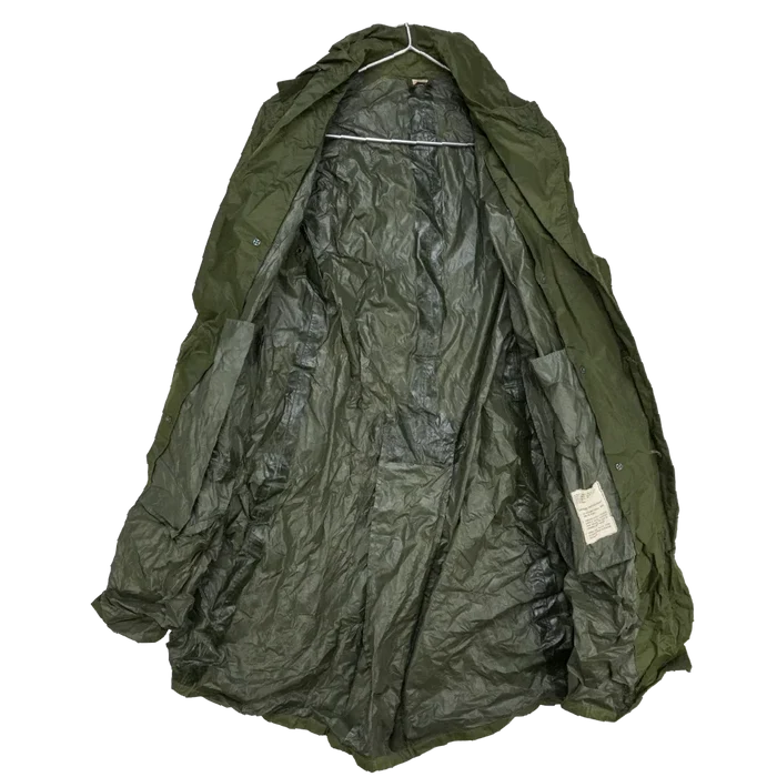 US Army Olive Nylon Raincoat - 36S, Small - US Army Surplus - Rain Jackets