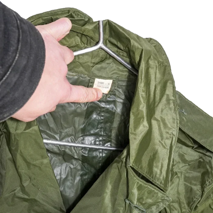 US Army Olive Nylon Raincoat - 36S, Small - US Army Surplus - Rain Jackets