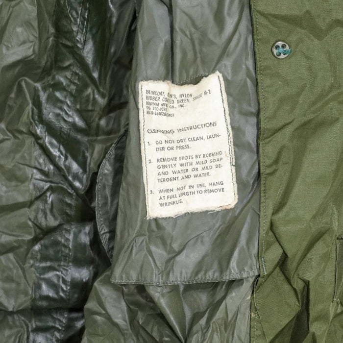 US Army Olive Nylon Raincoat - 36S, Small - US Army Surplus - Rain Jackets