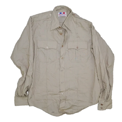 US Made Flying Cross Tan Service Dress Shirt - Medium - Army & Outdoors - Dress Shirts