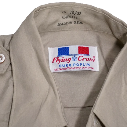 US Made Flying Cross Tan Service Dress Shirt - Medium - Army & Outdoors - Dress Shirts