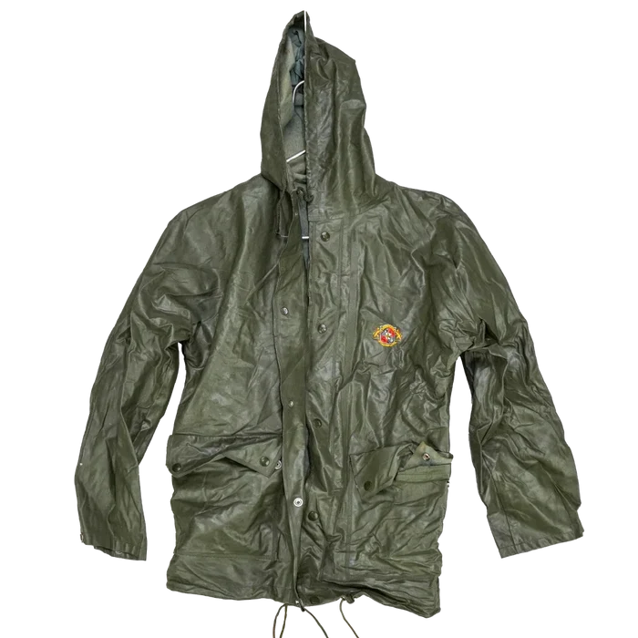 US Made Sterns PVC Olive Rain Jacket - Medium - Army & Outdoors - Rain Jackets