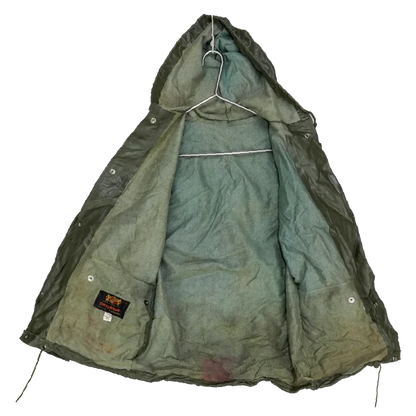 US Made Sterns PVC Olive Rain Jacket - Medium - Army & Outdoors - Rain Jackets
