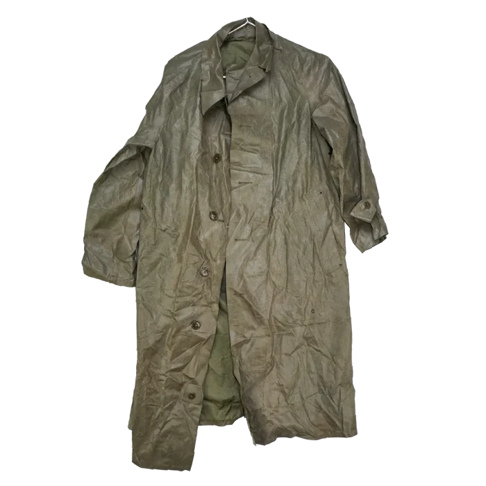 US WWII Dismounted Olive Rain Coat - Small - US Army Surplus - Rain Jackets