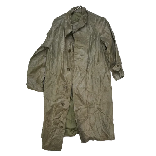 US WWII Dismounted Olive Rain Coat - Small - US Army Surplus - Rain Jackets