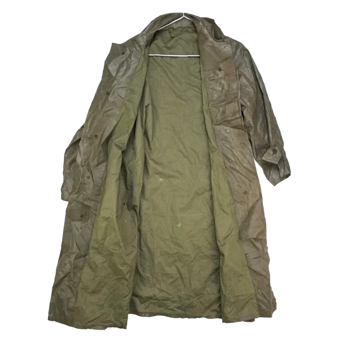 US WWII Dismounted Olive Rain Coat - Small - US Army Surplus - Rain Jackets