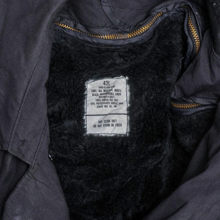 USGI Black All Weather Coat - 42L, Large - US Army Surplus - Great Coats