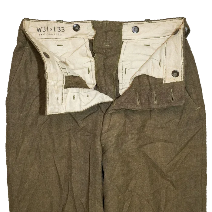 USGI M45 Olive Wool Field Trousers - 31x33, Small - US Army Surplus - Combat Trousers